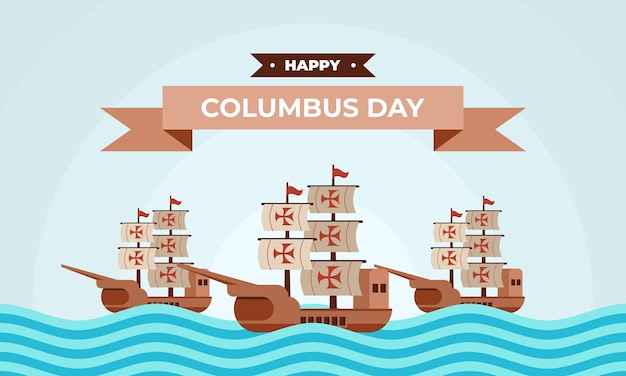 Hand drawn flat columbus day background