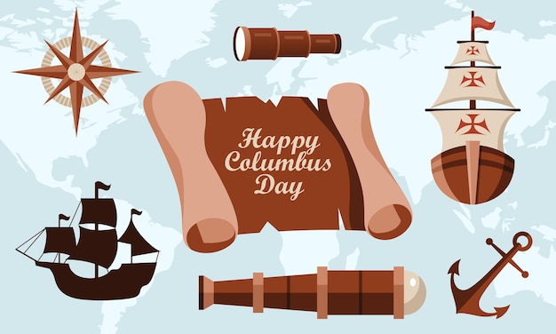 Hand drawn flat columbus day background