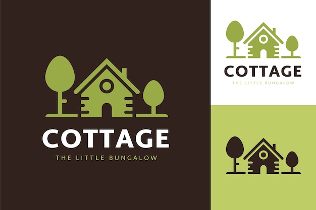 Hand drawn flat cottage logo template