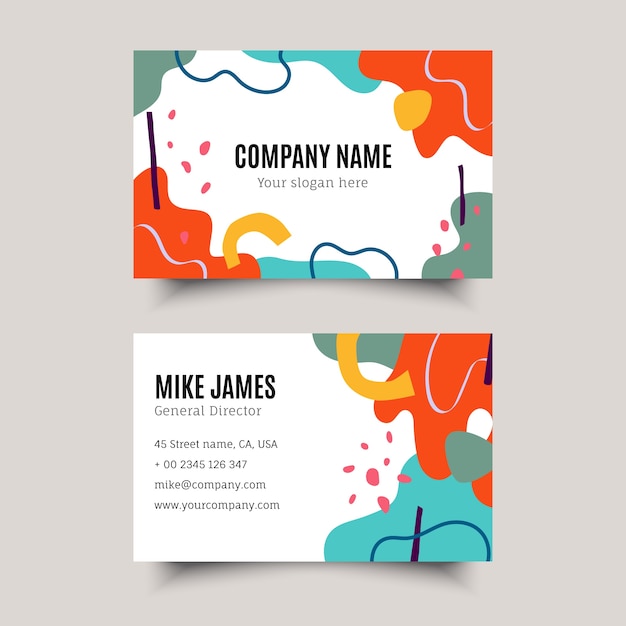 Hand drawn flat design abstract business card