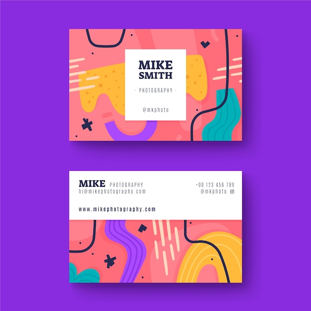 Hand drawn flat design abstract business card