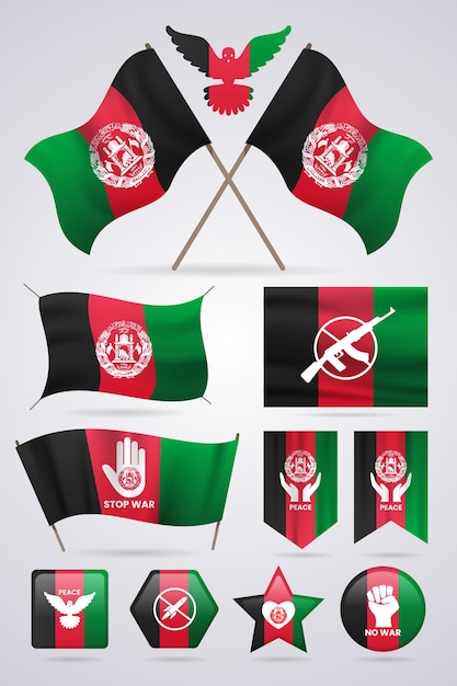 Hand drawn flat design afghanistan national emblems