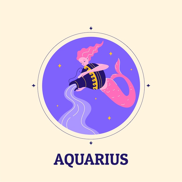 Hand drawn flat design aquarius logo