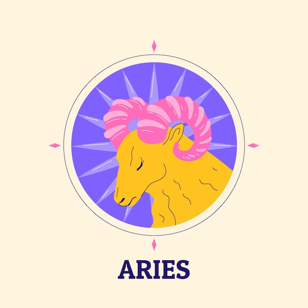 Hand drawn flat design 

aries
 logo