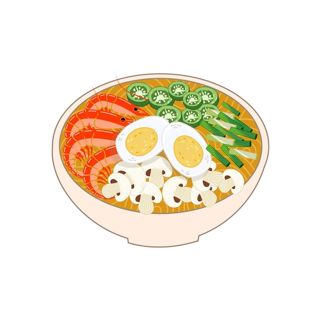 Hand drawn flat design asian food illustraton