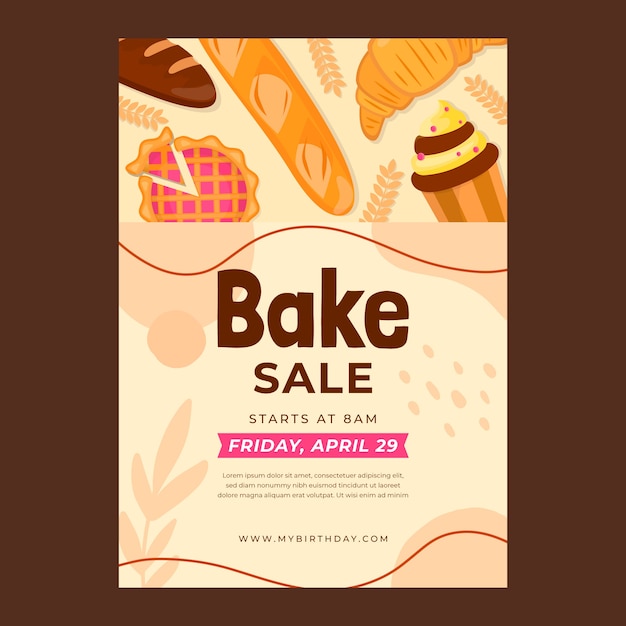 Hand drawn flat design bake sale flyer