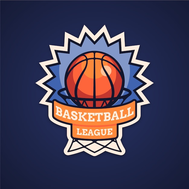 Hand drawn flat design basketball logo