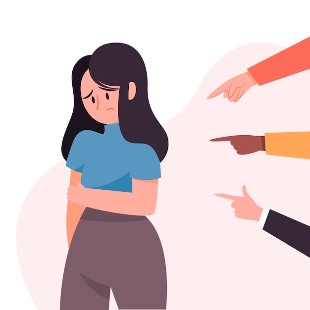 Hand drawn flat design blame and shame illustration