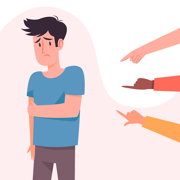 Hand drawn flat design blame and shame illustration