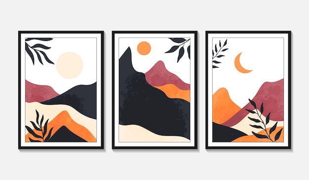 Hand drawn flat design bohemian wall art