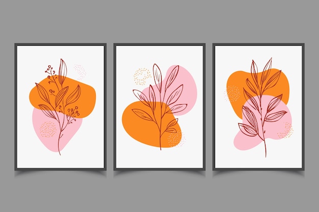 Hand drawn flat design boho wall art Vector set for interior Abstract bohemian drawing for Boho