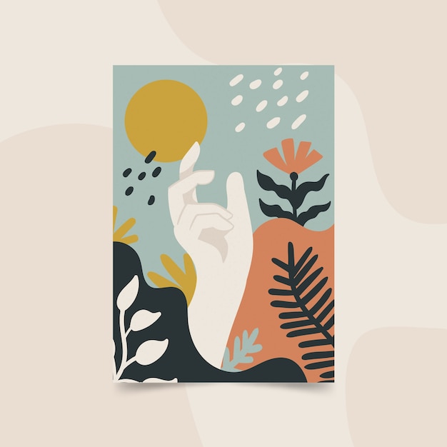 Hand drawn flat design boho wall art