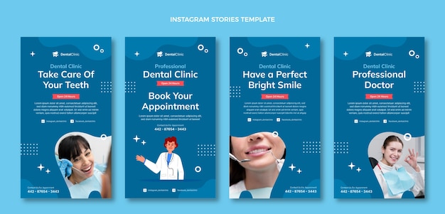 Hand drawn flat design dental clinic template