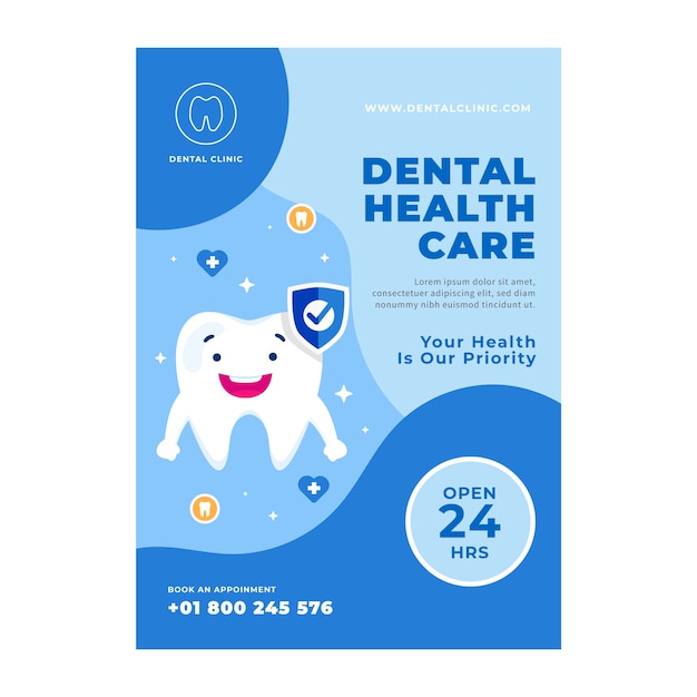 Hand drawn flat design dental flyer template