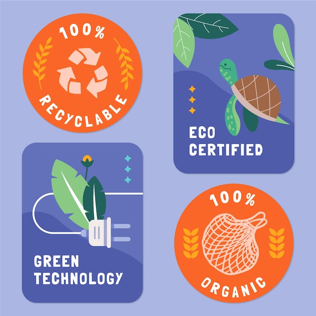 Hand drawn flat design eco friendly labels