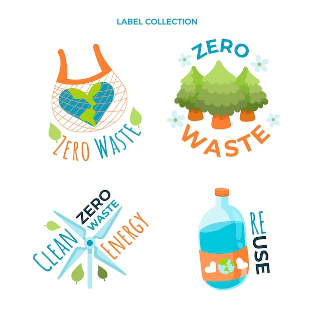 Hand drawn flat design eco friendly labels