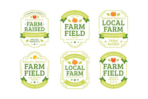 Vector hand drawn flat design farmers market labels