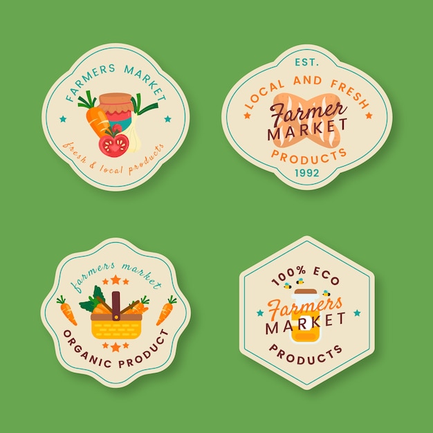 Hand drawn flat design farmers market logo