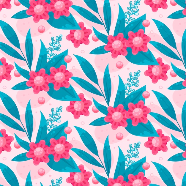 Hand drawn flat design floral pattern design