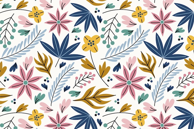 Hand drawn flat design flower pattern