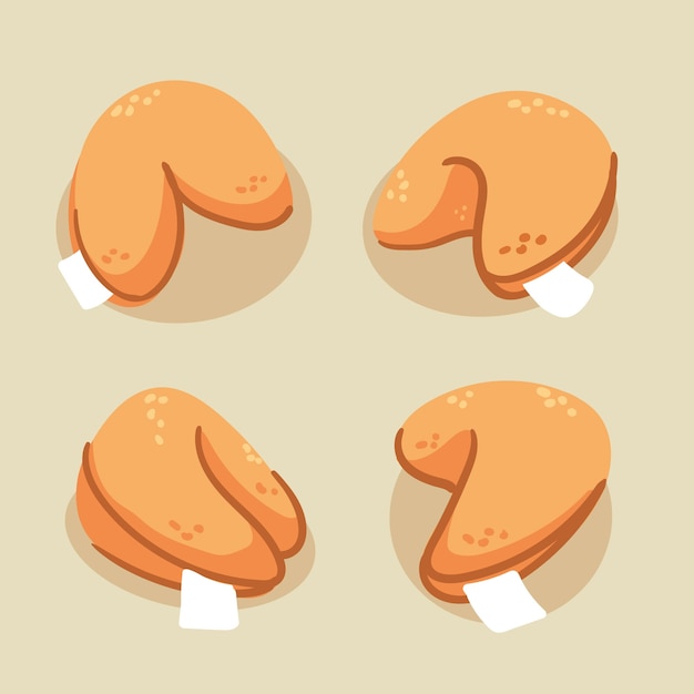 Hand drawn flat design fortune cookie collection