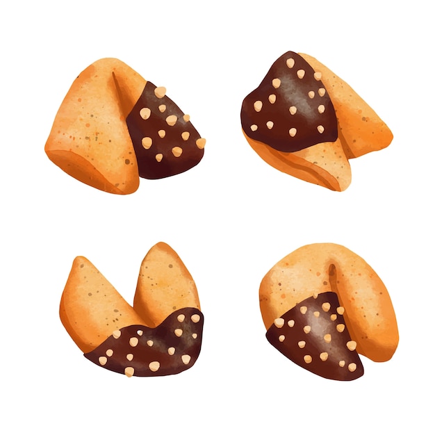 Hand drawn flat design fortune cookie collection