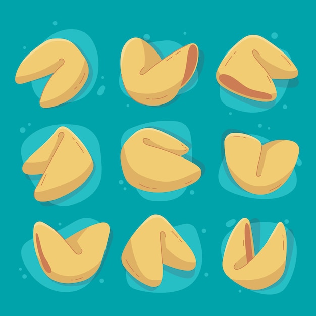 Hand drawn flat design fortune cookie collection