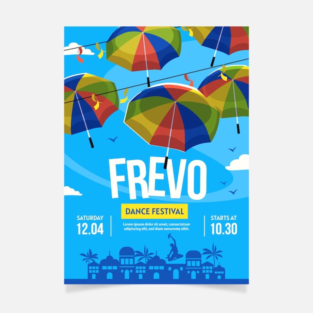 Hand drawn flat design frevo poster