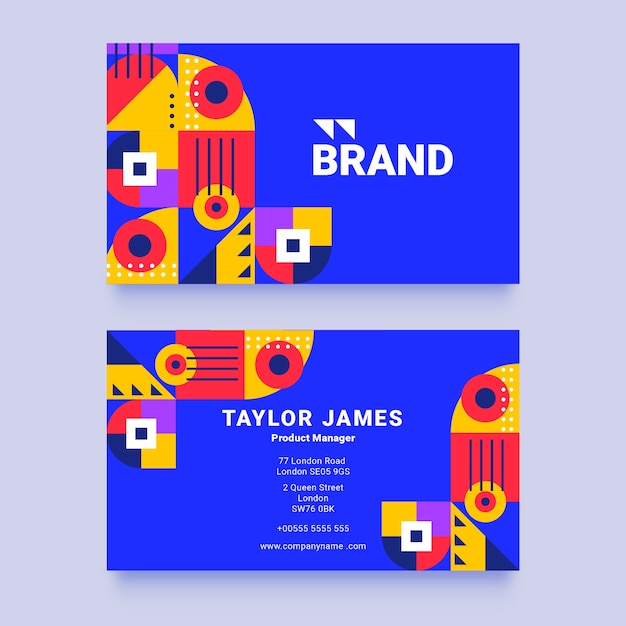 Hand drawn flat design geometric business card