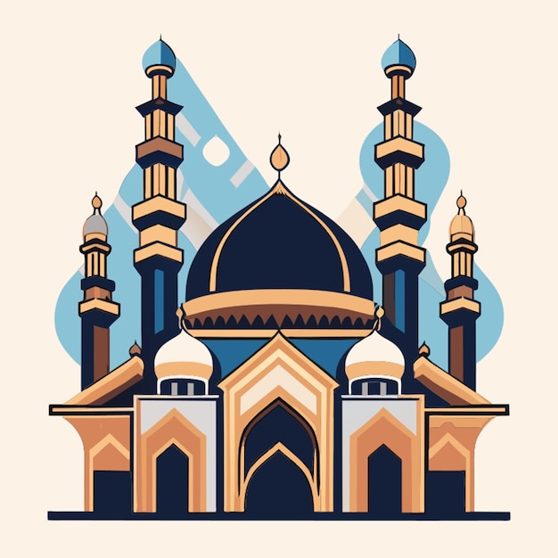 hand drawn flat design great mosque of mecca illustration vector illustration