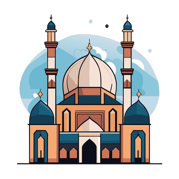 hand drawn flat design great mosque of mecca illustration vector illustration