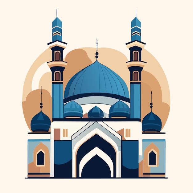 hand drawn flat design great mosque of mecca illustration vector illustration