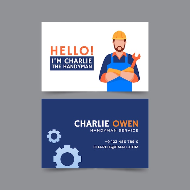 Hand drawn flat design handyman business card