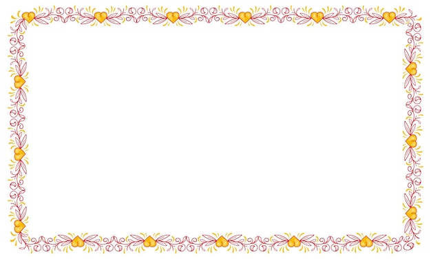 Hand drawn flat design hearts border and frame