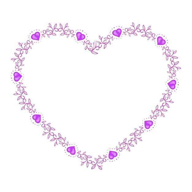 Vector hand drawn flat design hearts border and frame