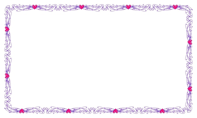 Hand drawn flat design hearts border and frame