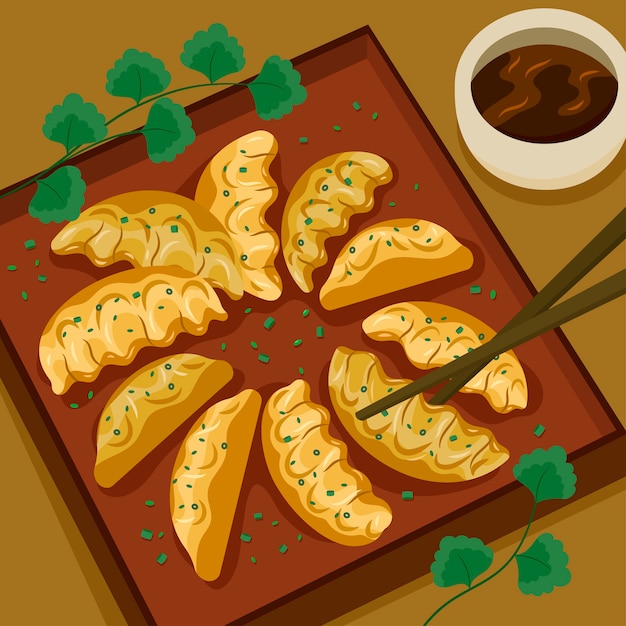 Hand drawn flat design japan food illustration