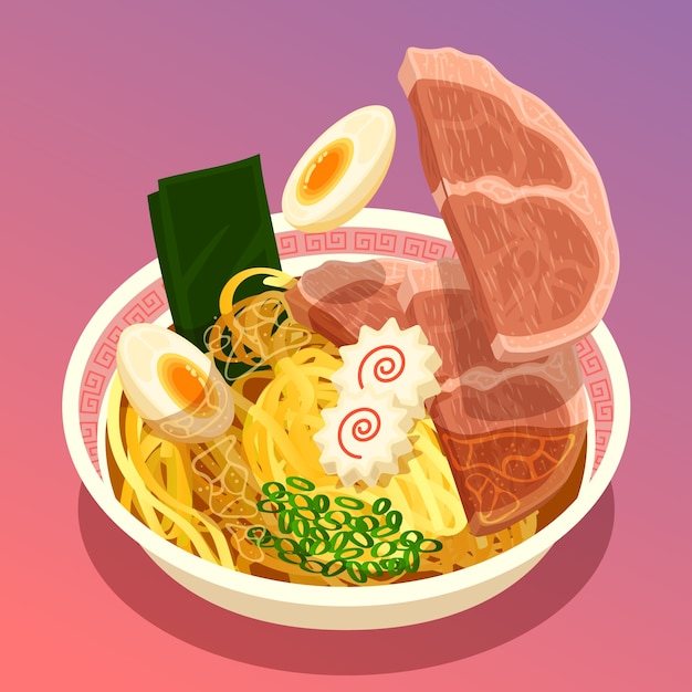 Hand drawn flat design japan food illustration