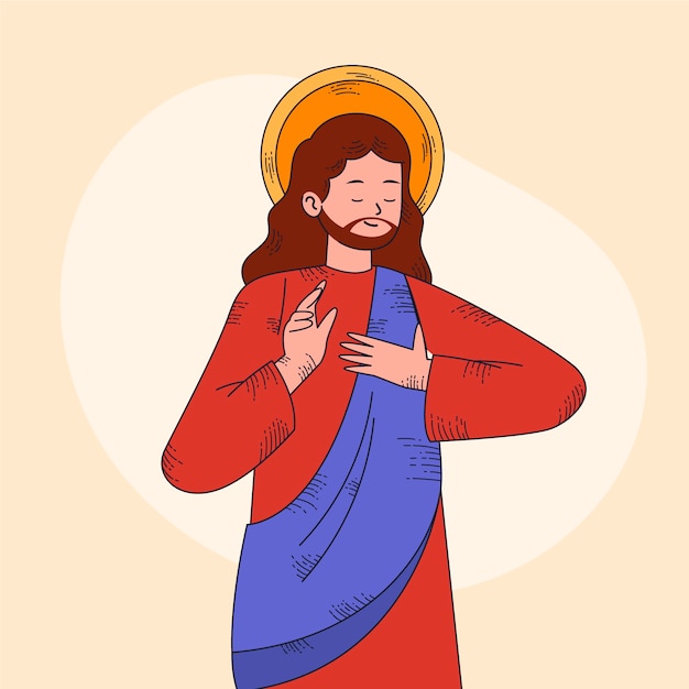 Hand drawn flat design jesus drawing