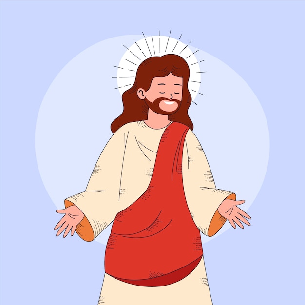 Hand drawn flat design jesus drawing