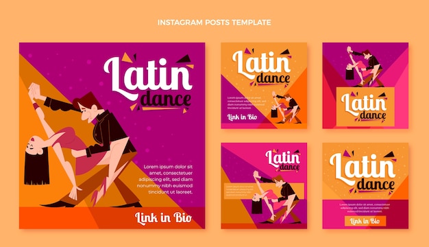 Hand drawn flat design latin dance party template