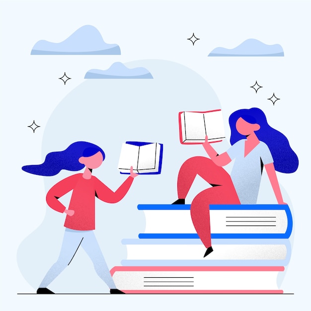 Hand drawn flat design literature illustration