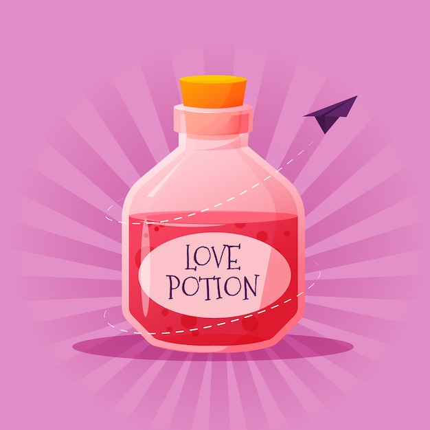 Hand drawn flat design love potion illustration