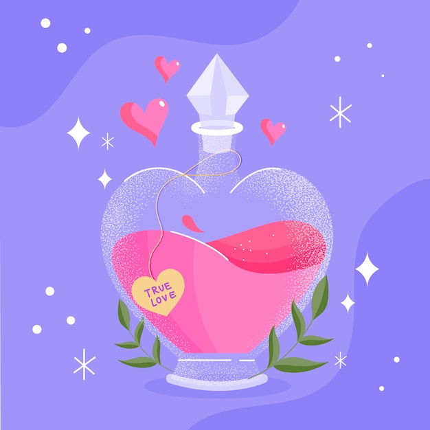 Hand drawn flat design love potion illustration