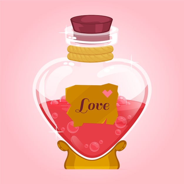 Hand drawn flat design love potion illustration