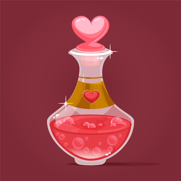 Hand drawn flat design love potion illustration