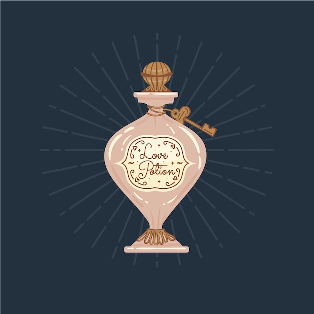 Hand drawn flat design love potion illustration