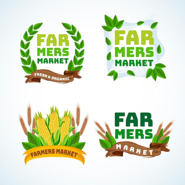 Hand drawn flat design market logo