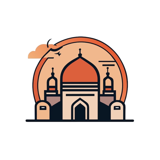 hand drawn flat design masjid alharam illustration vector illustration cartoon