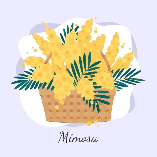 Hand drawn flat design mimosa illustration